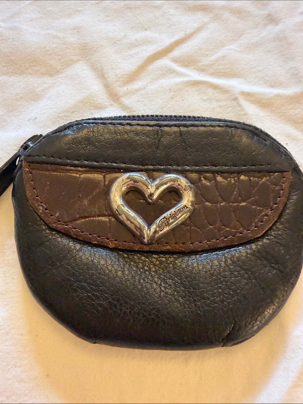 Brighton Black and Brown Heart Accent Coin Pouch